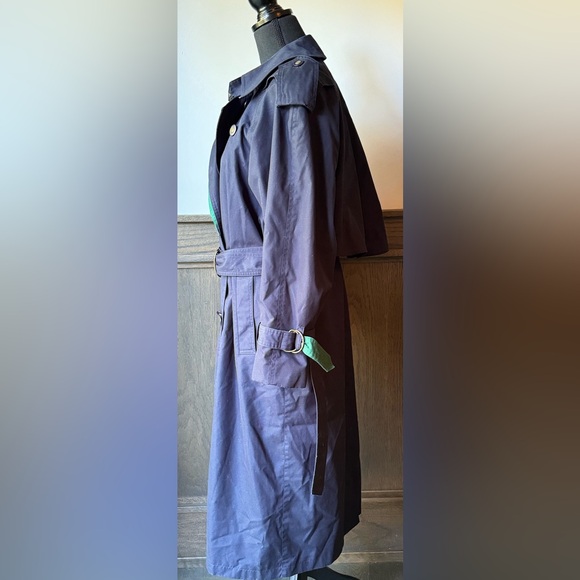 Misty harbor navy and green plain trench coat with removable liner size 8 - Picture 9 of 12